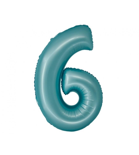Фолиев балон - цифра 6 - светло син - 76см