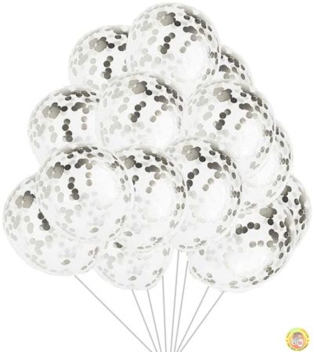 Балон със сребърни конфети
