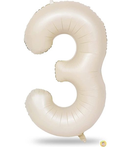 Фолиев балон цифра 3, КРЕМ - 102см