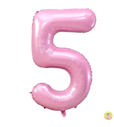 Фолиев балон цифра 5, 80см - БЕБЕШКО РОЗОВО