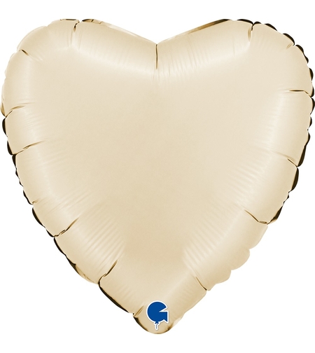 Фолиев балон - Сърце - сатен крем - 18''/45 см