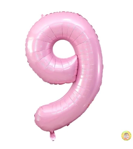 Фолиев балон цифра 9, 80см - БЕБЕШКО РОЗОВО
