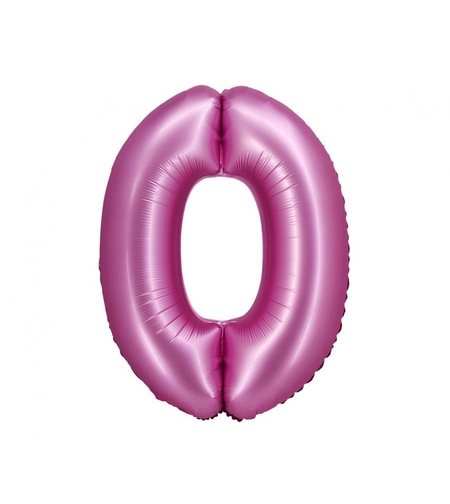 Фолиев балон - цифра 0 - розов - 76см