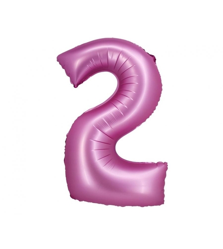 Фолиев балон - цифра 2 - розов - 76см