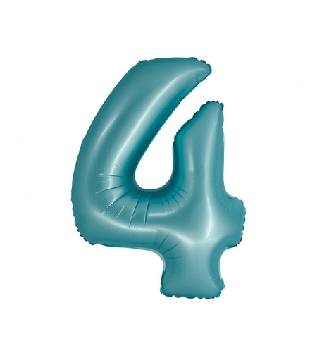 Фолиев балон - цифра 4 - светло син - 76см