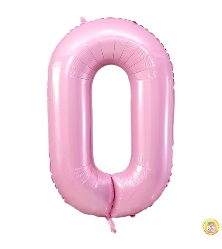 Фолиев балон цифра 0, 80см - БЕБЕШКО РОЗОВО