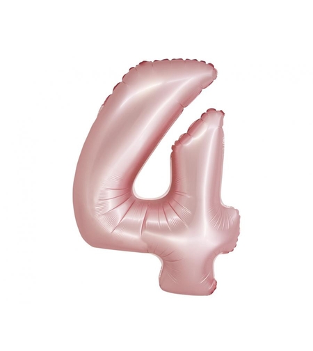 Фолиев балон - цифра 4 - розово злато - 76см