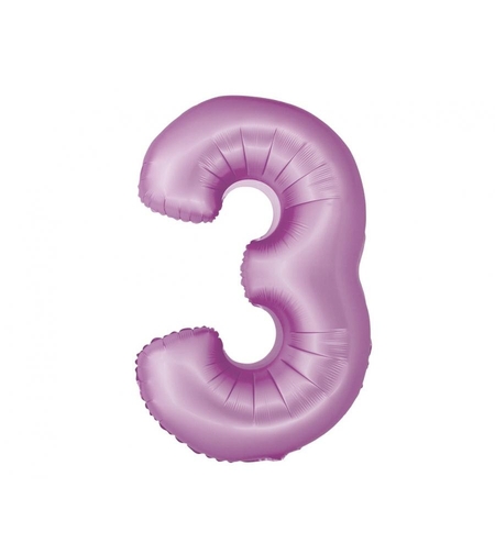 Фолиев балон - цифра 3 - лилав - 76см