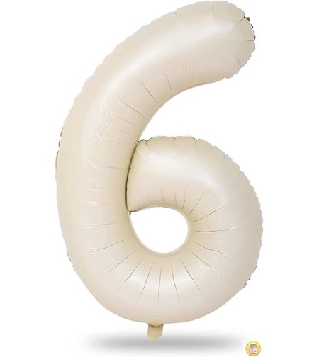 Фолиев балон цифра 6, КРЕМ - 102см