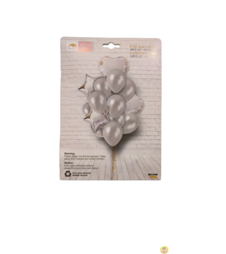 Комплект балони фолио и латекс, сребро /16 броя/