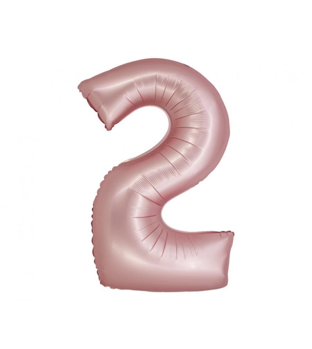 Фолиев балон - цифра 2 - розово злато - 76см