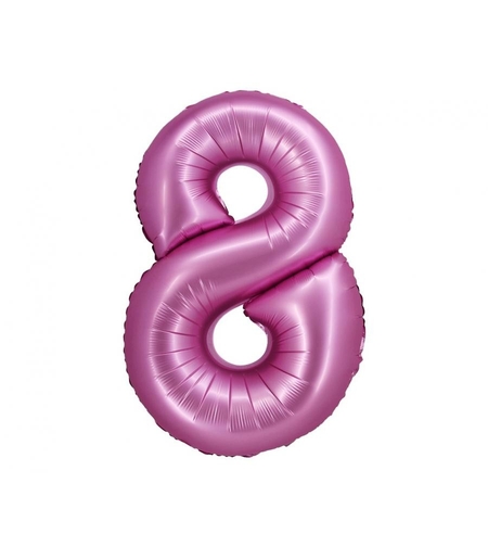 Фолиев балон - цифра 8 - розов - 76см