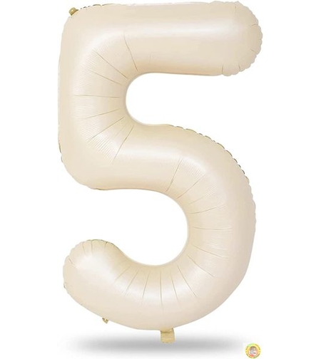 Фолиев балон цифра 5, КРЕМ - 102см