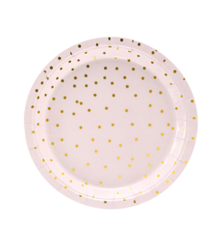 Розови чинийки на златни точки