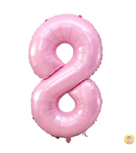 Фолиев балон цифра 8,  80см - БЕБЕШКО РОЗОВО