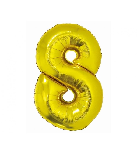 Фолиев балон - цифра 8 - злато - 76см
