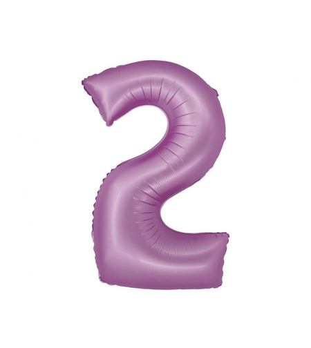 Фолиев балон - цифра 2 - лилав - 76см