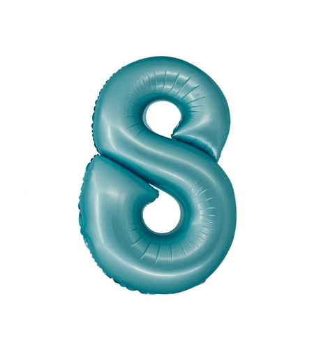 Фолиев балон - цифра 8 - светло син - 76см