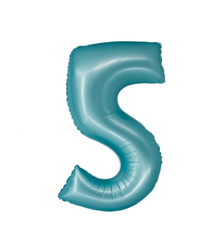 Фолиев балон - цифра 5 - светло син - 76см