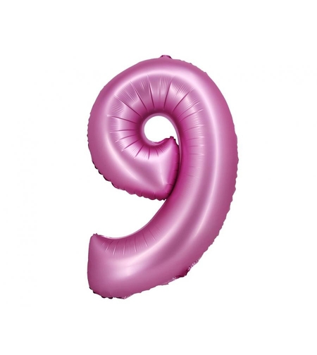Фолиев балон - цифра 9 - розов - 76см