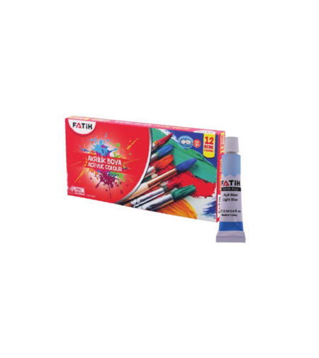 Акрилни бои Fatih - Комплект от 12 цвята x 12 мл