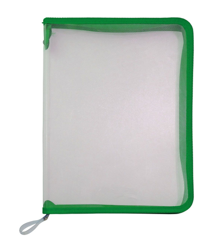 Папка с цип и зелен кант A4