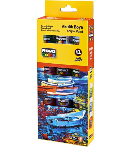 Акрилни бои Nova Color 12 цвята 17мл.