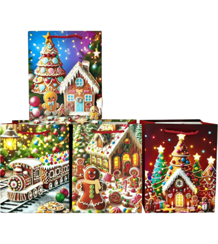 Коледна хартиена торба 3D C229