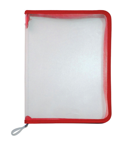 Папка с цип и червен кант A4