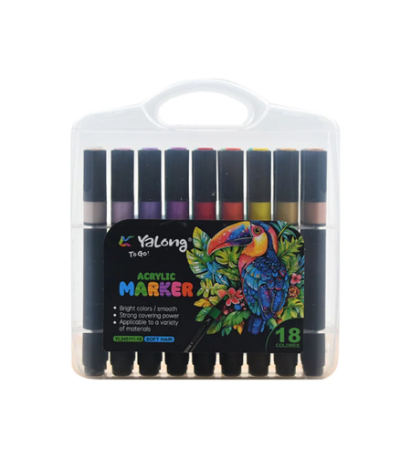 Акрилни маркери Yalong 18 цв.