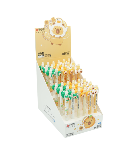 Автоматична химикалка с гума с въртяща се  капибара и гумен грип