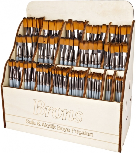 Brons Brush Art Дисплей с професионални четки плосък косъм за масло и акрил– 432 бр.