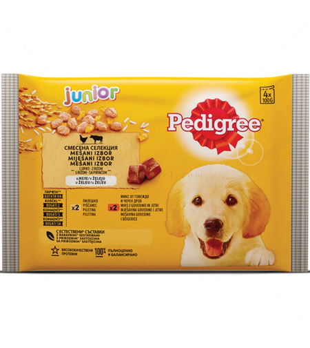 Паучове за малки кученца с ориз в желе PEDIGREE Multipack Junior