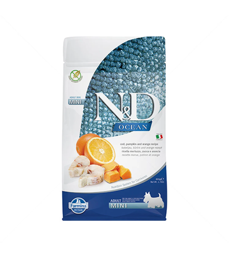 N&D Ocean Dog с риба треска, тиква и портокал за кучета от дребни породи над 1 година