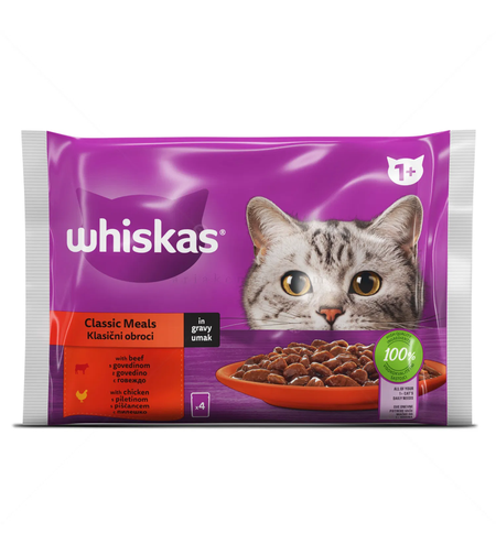 WHISKAS Adult 4х85 гр. Месни ястия в сос грейви