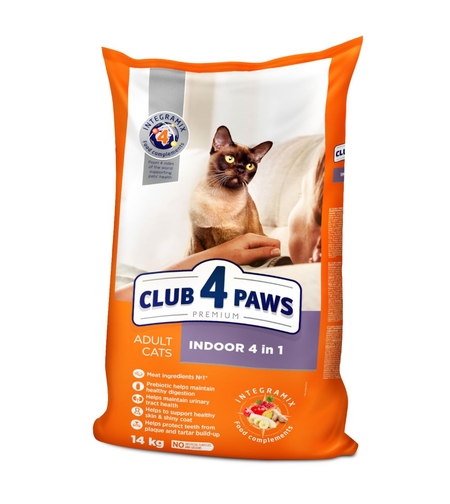 CLUB 4 PAWS ADULT INDOOR 4IN1 Пълноценна, премиум храна за котки