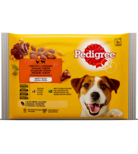 Паучове с пилешко и агнешко месо в желе PEDIGREE Multipack Adult