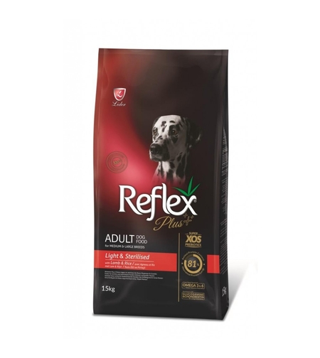 Reflex Plus Adult Dog Medium & Large Light & Sterilise за кастрирани кучета с агне и ориз