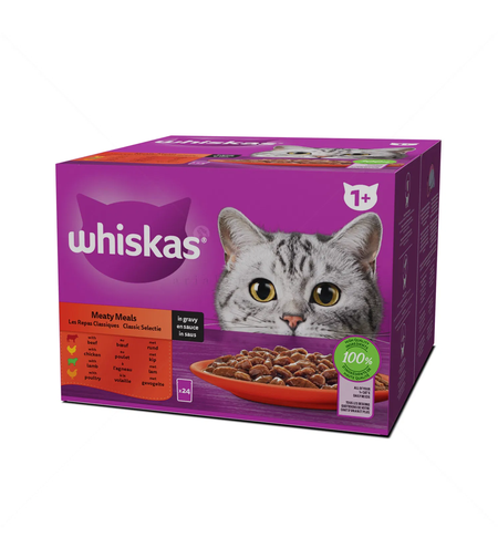 WHISKAS Adult 12х85 гр паучове Класически ястия в сос грейви