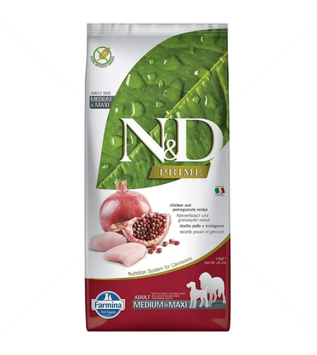 N&D Prime Dog Adult Medium&Maxi с пилешко месо и нар за кучета от средни и едри породи над 1 година