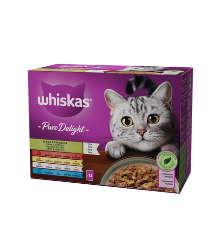 WHISKAS Pure Delight 12х85 гр паучове Adult Подбрани късчета в желе