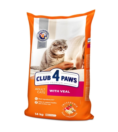 CLUB 4 PAWS ADULT VEAL Пълноценна, премиум храна за котки