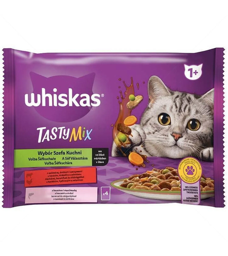 WHISKAS Tasty Mix Adult 4х85 гр Изборът на шефа, в сос грейви
