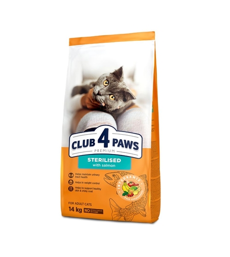 CLUB 4 PAWS ADULT STERILIZED SALMON  – ХРАНА ЗА КАСТРИРАНИ КОТКИ СЪС СЬОМГА