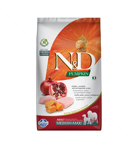 N&D Dog Pumpkin с пилешко месо, тиква и нар за кучета от средни и едри породи над 1 година