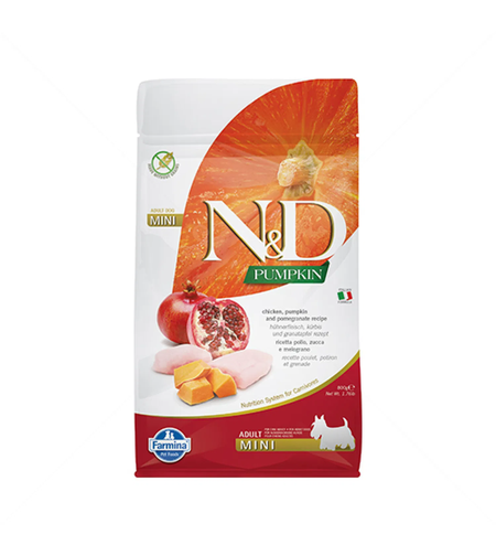 N&D Dog Pumpkin с пилешко месо, тиква и нар за кучета от дребни породи над 1 година