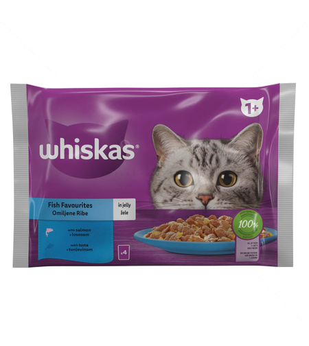 WHISKAS Adult 4х85 гр. Рибни ястия в желе