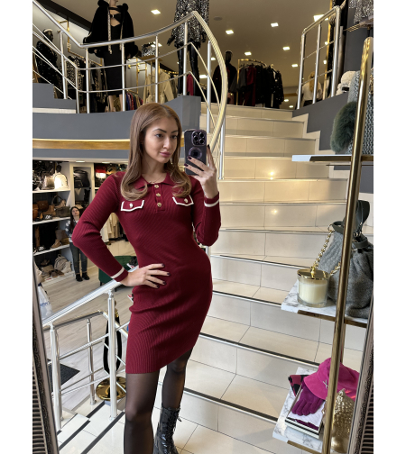 Рипс рокля бургундий