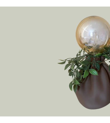 дизайнерска 3D-принтирана лампа с крушка и зелени листа, модел Luna Verde