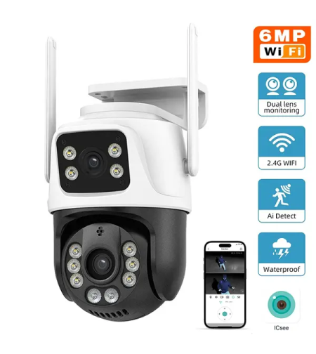 6MP 4K PTZ Wifi Camera Dual Lens with Dual Screen Ai Human Detect